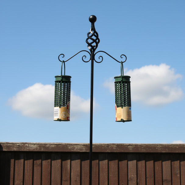 2 Arm Bird Feeder Wall Mounted Basket and Ball