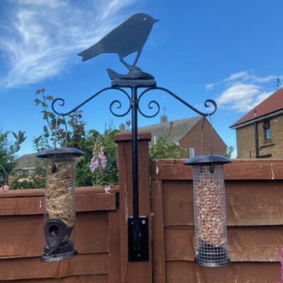 2 Arm Bird Feeder Post mounted Robin Motif