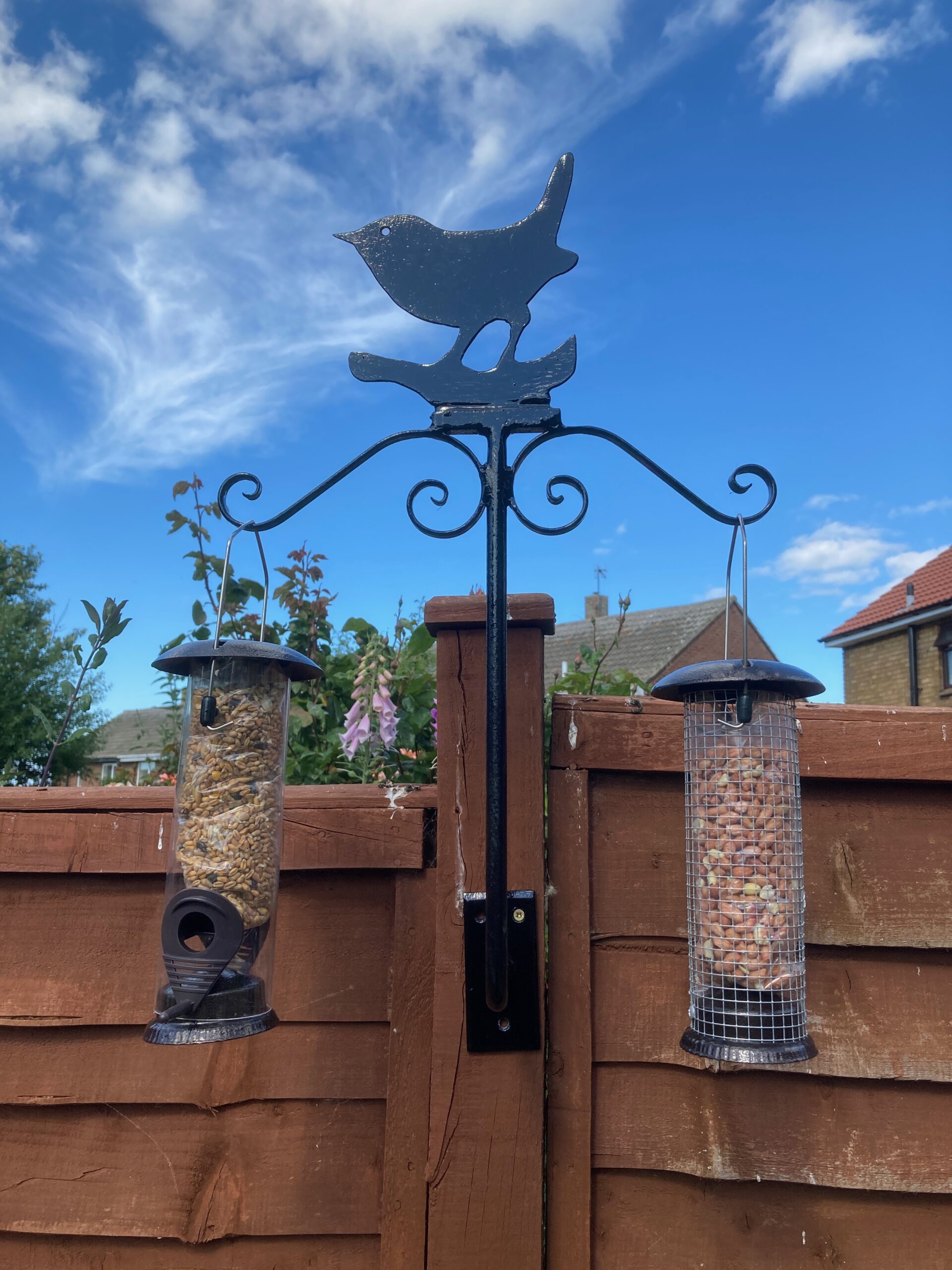 2 Arm Bird Feeder Post Mounted Wren Motif